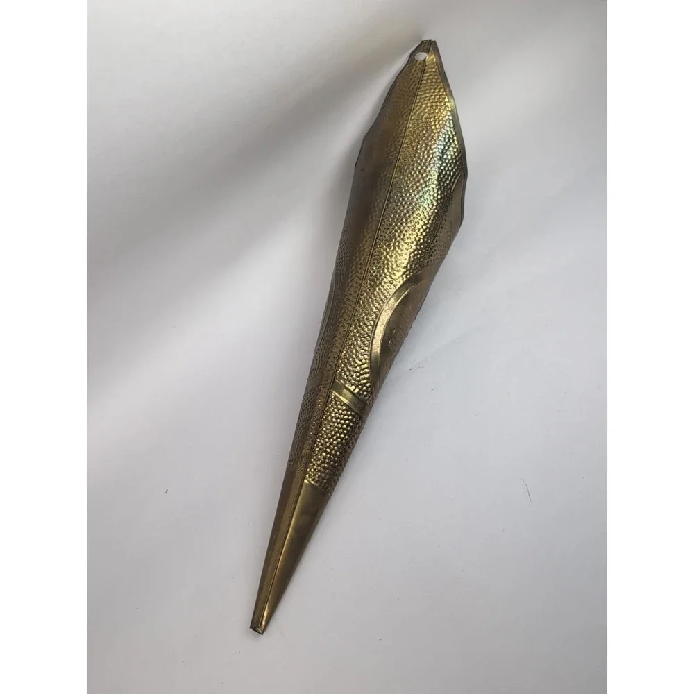 Brass Repousse Wall Vase Match Holder/Fireplace Mount 11